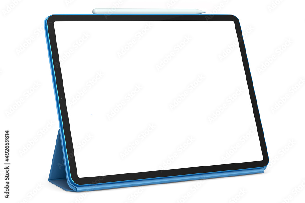 Computer tablet with cover case isolated on white background. Computer tablet with cover case isolated on white background.