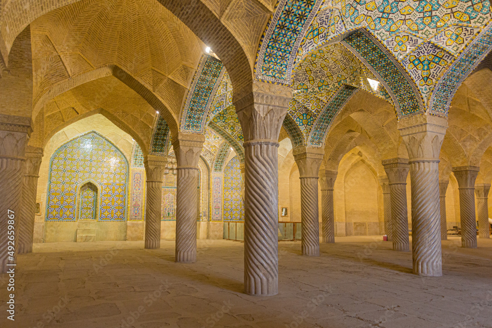 Vaults of Vakil mosque in Shiraz, Iran.