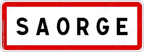 Panneau entrée ville agglomération Saorge / Town entrance sign Saorge photo