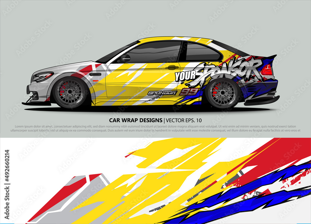 Car wrap decal design vector. abstract Graphic background kit designs for vehicle, race car, rally, livery, sport car Car wrap decal design vector. abstract Graphic background kit designs for vehicle, race car, rally, livery, sport car