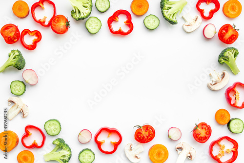 Frame of vegetables ingredients for cooking. Food background