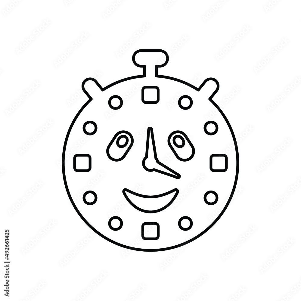 Happy, time, hour, smile line icon. Outline vector. Happy, time, hour, smile line icon. Outline vector.