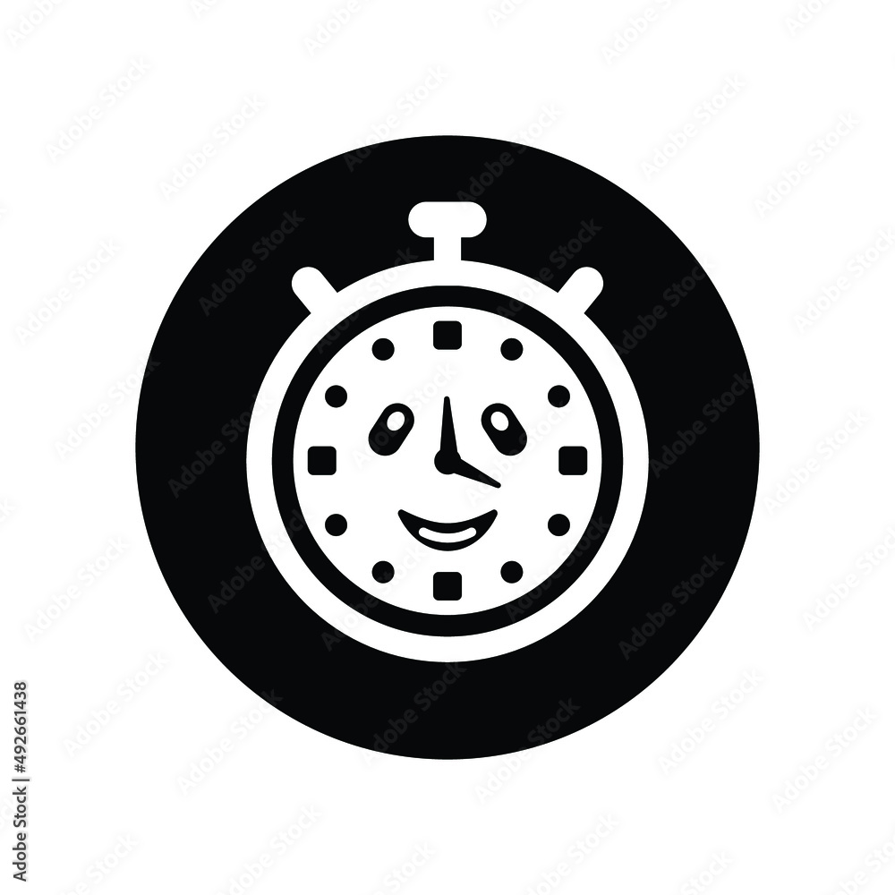 Happy, time, hour, smile icon. Black vector design. Happy, time, hour, smile icon. Black vector design.