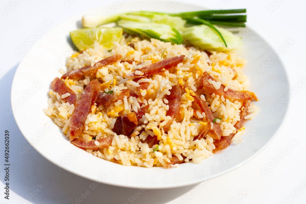 Fried rice with chinese sausage.