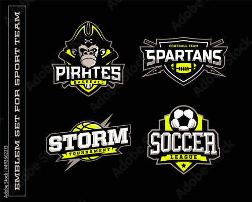 Modern professional logos and emblems for various sports teams