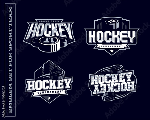 Modern professional emblem set for hockey teams