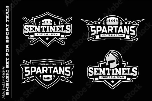 Modern professional emblem set for american football teams