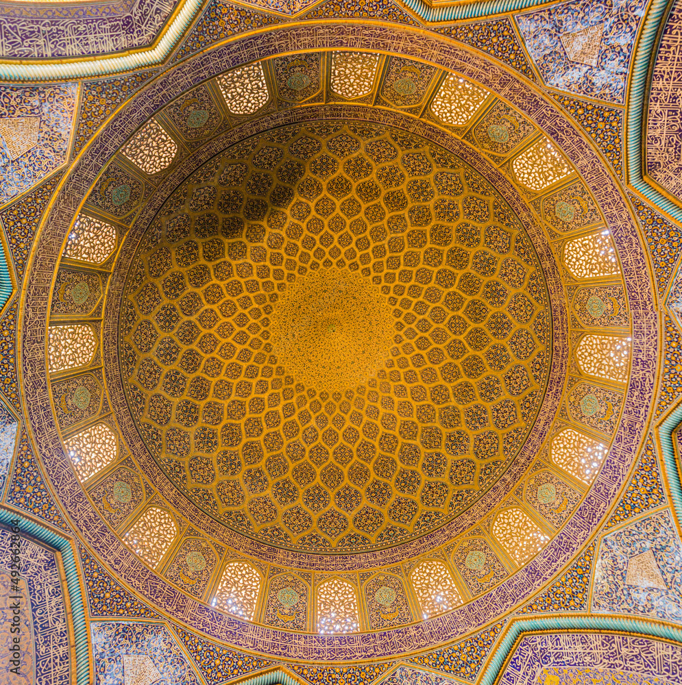 Dome of Sheikh Lotfollah Mosque in Isfahan, Iran