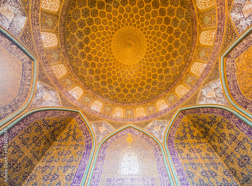ISFAHAN  IRAN - JULY 10  2019  Dome of Sheikh Lotfollah Mosque in Isfahan  Iran