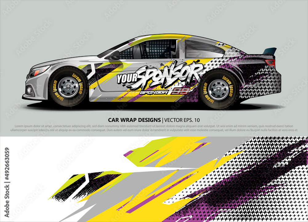 Car wrap decal design vector. abstract Graphic background kit designs for vehicle, race car, rally, livery, sport car Car wrap decal design vector. abstract Graphic background kit designs for vehicle, race car, rally, livery, sport car