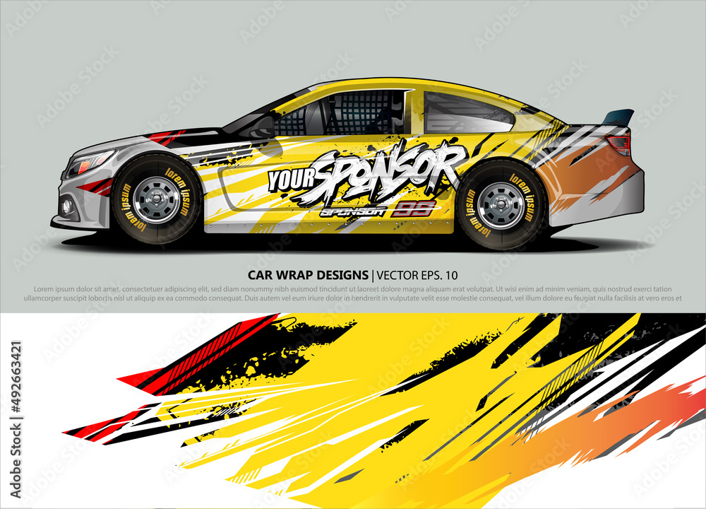 Car wrap decal design vector. abstract Graphic background kit designs for vehicle, race car, rally, livery, sport car Car wrap decal design vector. abstract Graphic background kit designs for vehicle, race car, rally, livery, sport car