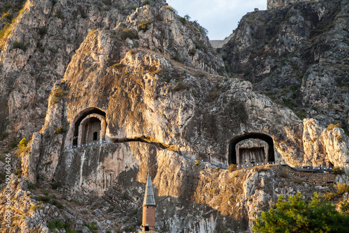 View of the rock tombs of the Pontos kings and ancient cave	 photo