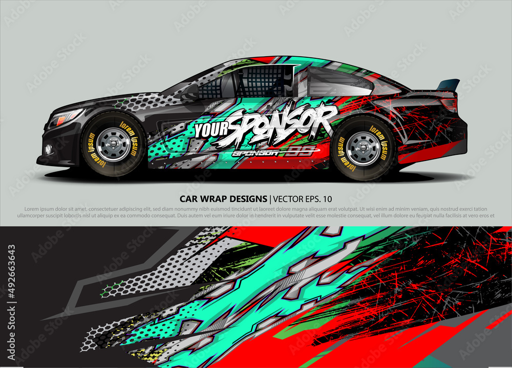 rally car livery design vector. abstract race style background for vehicle vinyl sticker wrap rally car livery design vector. abstract race style background for vehicle vinyl sticker wrap