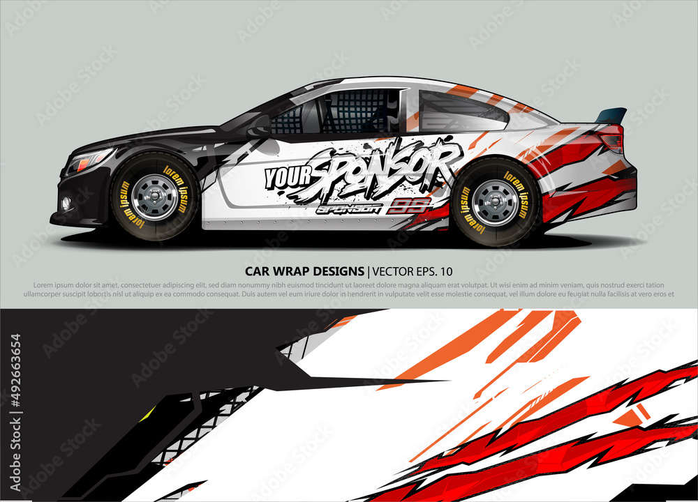 rally car livery design vector. abstract race style background for ...
