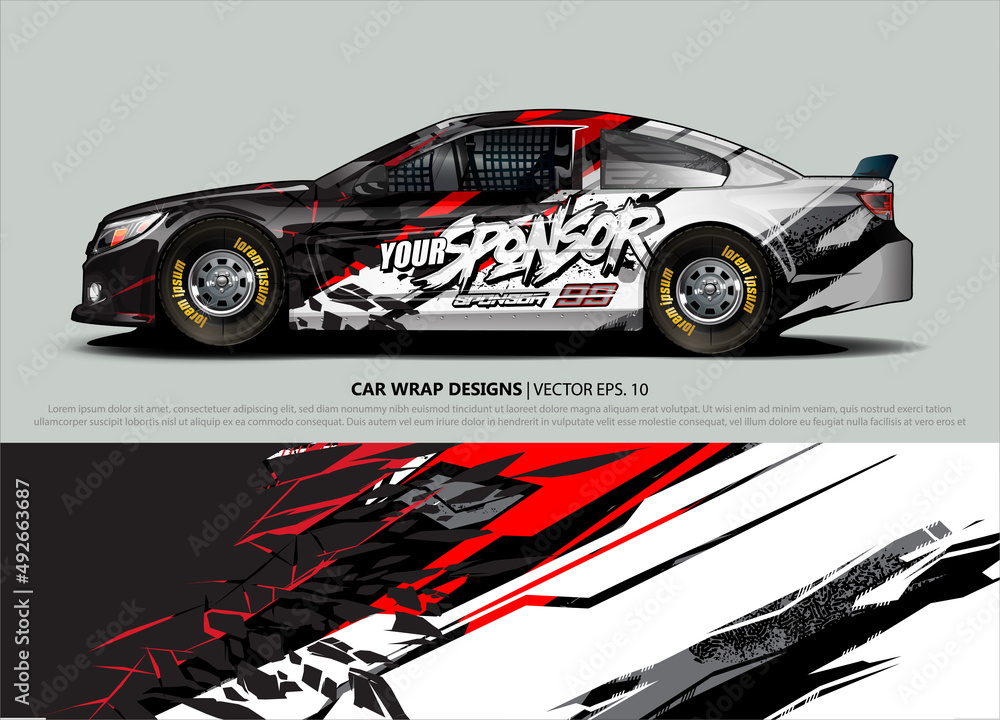 rally car livery design vector. abstract race style background for ...