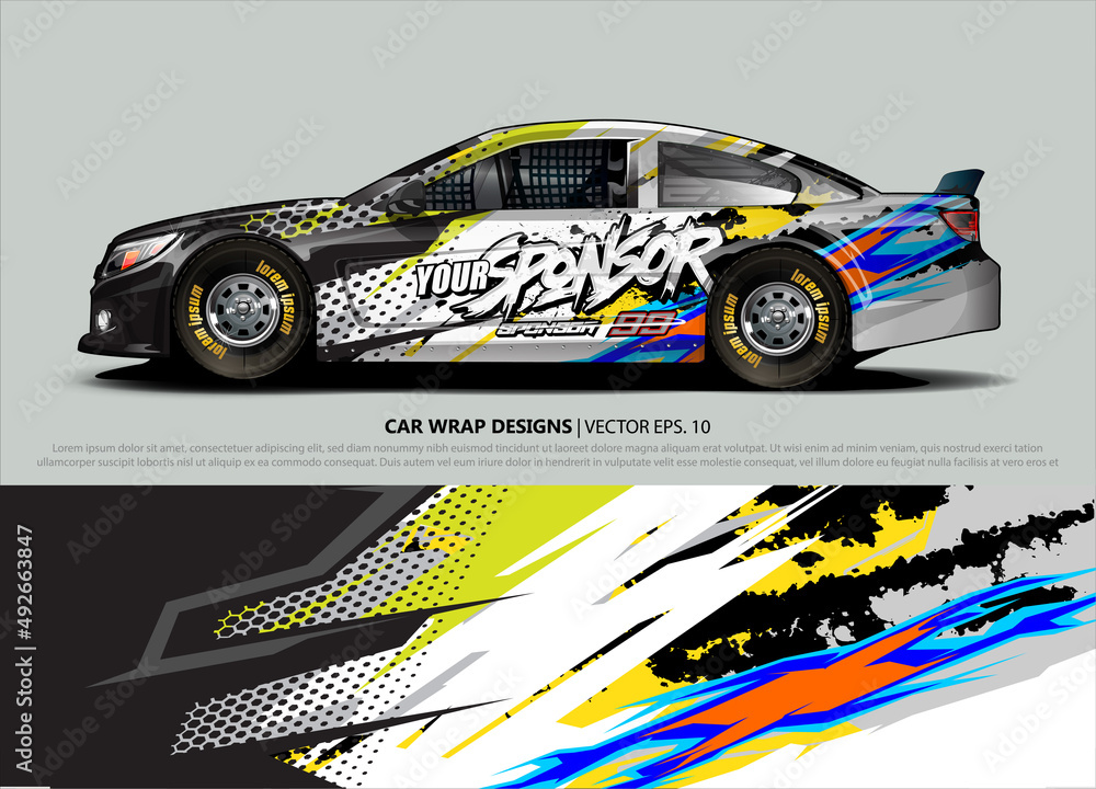 rally car livery design vector. abstract race style background for vehicle vinyl sticker wrap rally car livery design vector. abstract race style background for vehicle vinyl sticker wrap