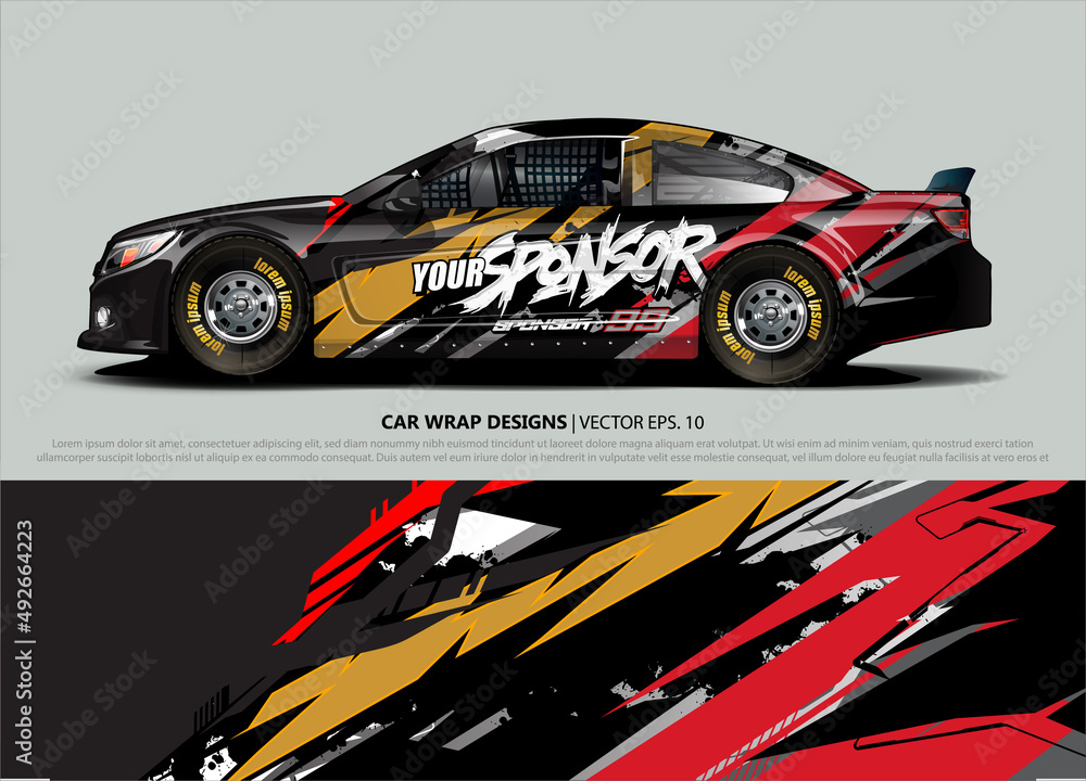 rally car livery design vector. abstract race style background for vehicle vinyl sticker wrap rally car livery design vector. abstract race style background for vehicle vinyl sticker wrap