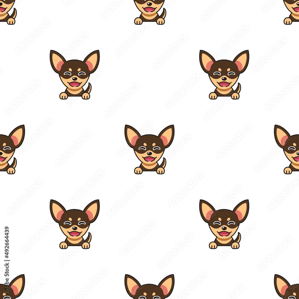 Vector cartoon character chihuahua dog seamless pattern background for design. Vector cartoon character chihuahua dog seamless pattern background for design.