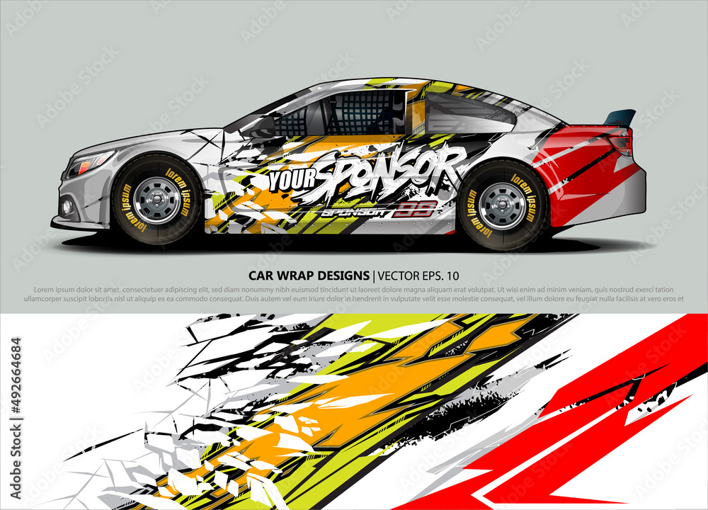 rally car livery design vector. abstract race style background for vehicle vinyl sticker wrap rally car livery design vector. abstract race style background for vehicle vinyl sticker wrap