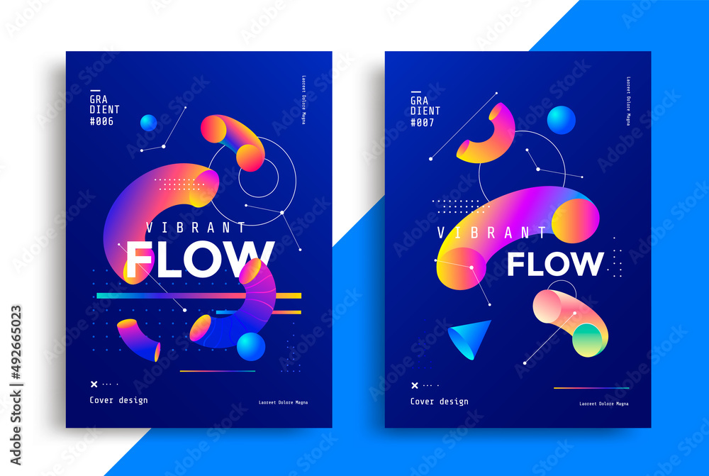 Creative design poster with vibrant gradients shapes. Minimal geometric backgrounds for flyers, cover, brochures. Vector futuristic composition.