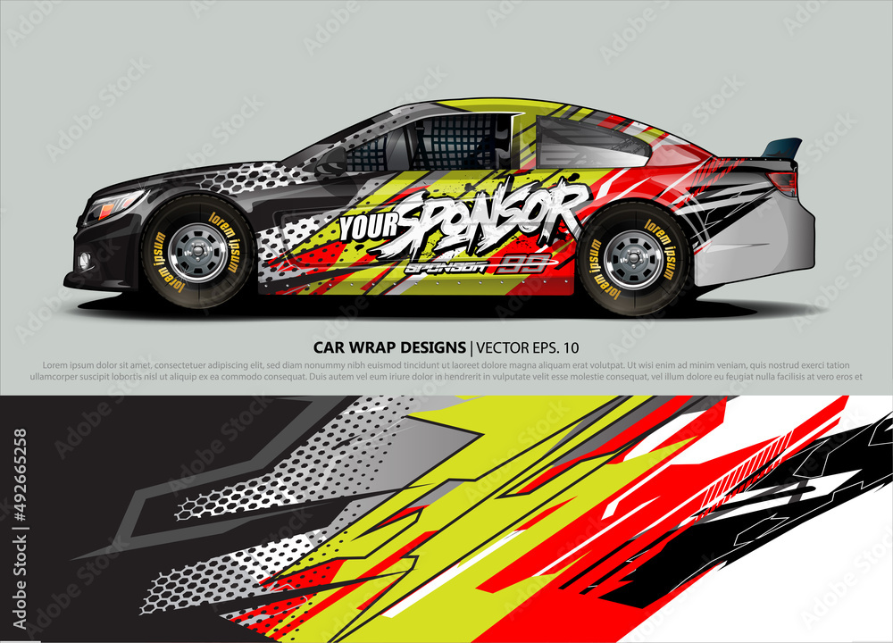 rally car livery design vector. abstract race style background for vehicle vinyl sticker wrap rally car livery design vector. abstract race style background for vehicle vinyl sticker wrap