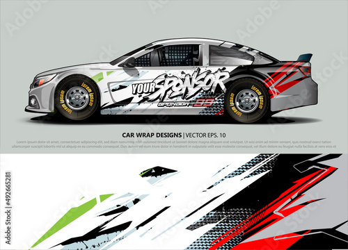 rally car livery design vector. abstract race style background for vehicle vinyl sticker wrap