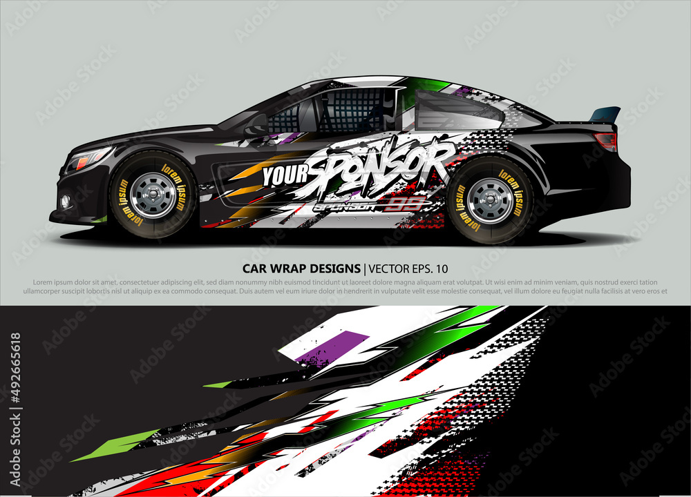 rally car livery design vector. abstract race style background for vehicle vinyl sticker wrap rally car livery design vector. abstract race style background for vehicle vinyl sticker wrap