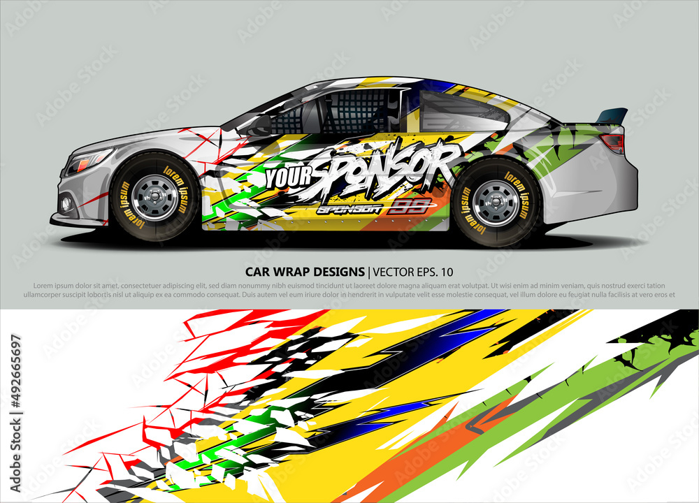 rally car livery design vector. abstract race style background for vehicle vinyl sticker wrap rally car livery design vector. abstract race style background for vehicle vinyl sticker wrap