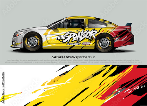 rally car livery design vector. abstract race style background for vehicle vinyl sticker wrap