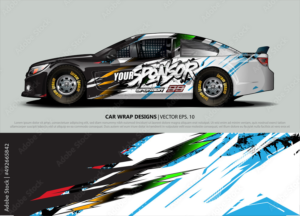 rally car livery design vector. abstract race style background for vehicle vinyl sticker wrap rally car livery design vector. abstract race style background for vehicle vinyl sticker wrap