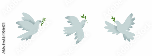 Billede på lærred Three doves of peace icons in vector