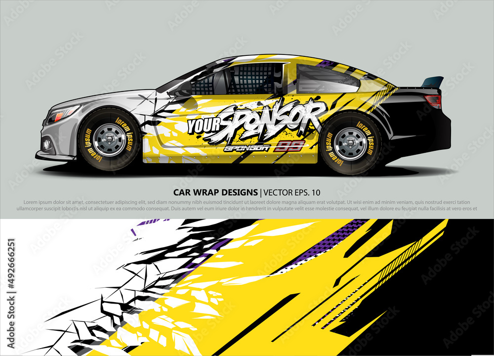 Car wrap decal design vector. abstract Graphic background kit designs for vehicle, race car, rally, livery, sport car
Car wrap decal design vector. abstract Graphic background kit designs for vehicle, race car, rally, livery, sport car