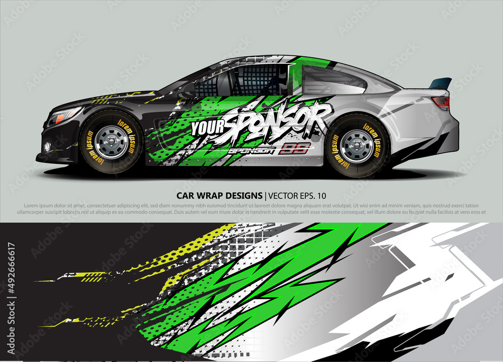 Car wrap decal design vector. abstract Graphic background kit designs for vehicle, race car, rally, livery, sport car
Car wrap decal design vector. abstract Graphic background kit designs for vehicle, race car, rally, livery, sport car