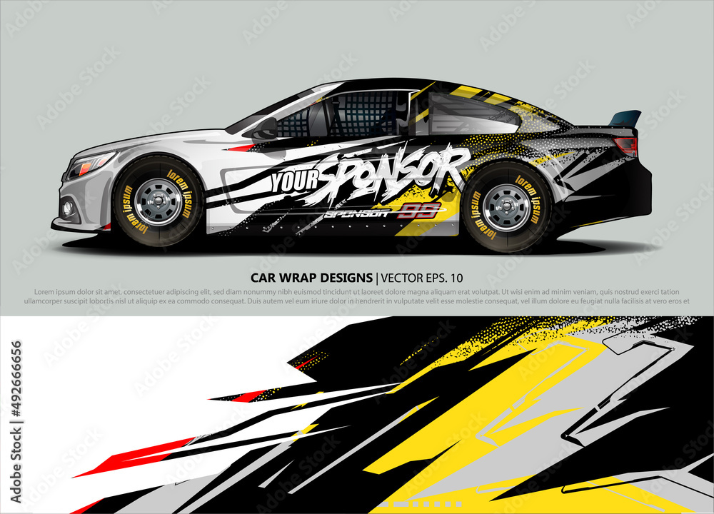 Car wrap decal design vector. abstract Graphic background kit designs for vehicle, race car, rally, livery, sport car
Car wrap decal design vector. abstract Graphic background kit designs for vehicle, race car, rally, livery, sport car