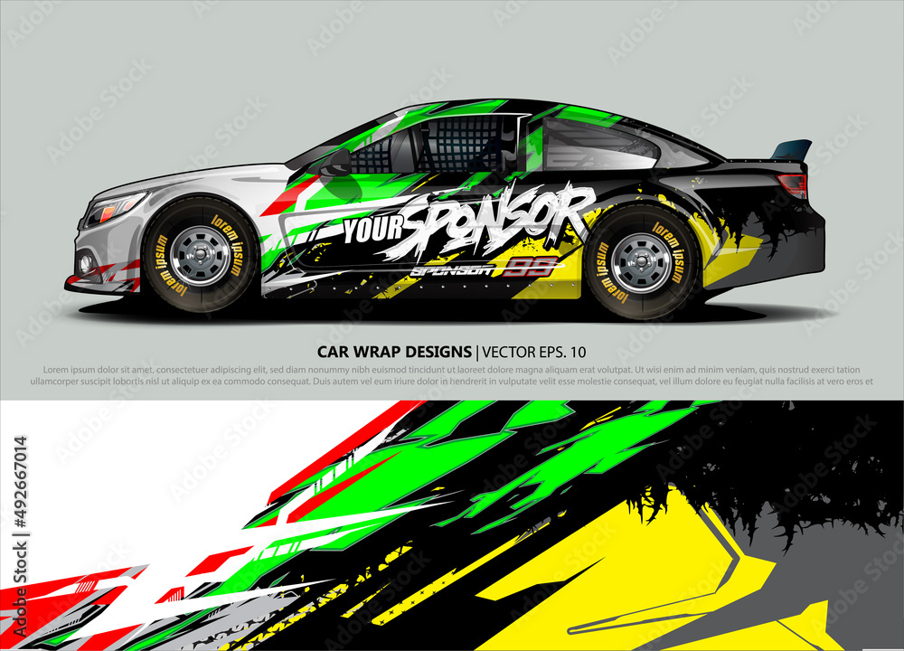 Car wrap decal design vector. abstract Graphic background kit designs for vehicle, race car, rally, livery, sport car Car wrap decal design vector. abstract Graphic background kit designs for vehicle, race car, rally, livery, sport car