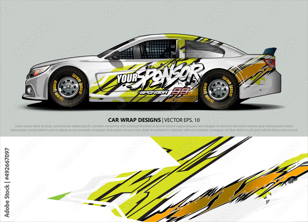 Car wrap decal design vector. abstract Graphic background kit designs for vehicle, race car, rally, livery, sport car Car wrap decal design vector. abstract Graphic background kit designs for vehicle, race car, rally, livery, sport car