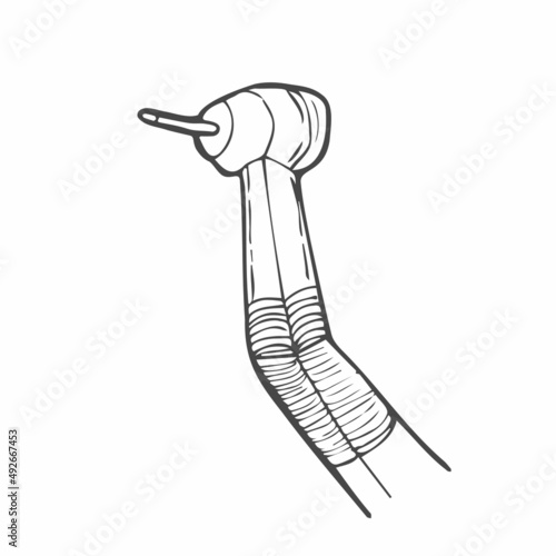 Set for Dentistry Inspection on a Doodle hand draw style. Professional Dental Oral Care Stainless Steel Tools.