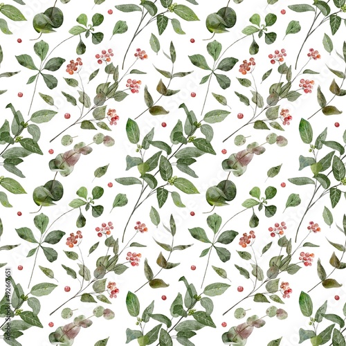 seamless floral pattern with leaves