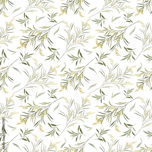 seamless floral pattern with leaves