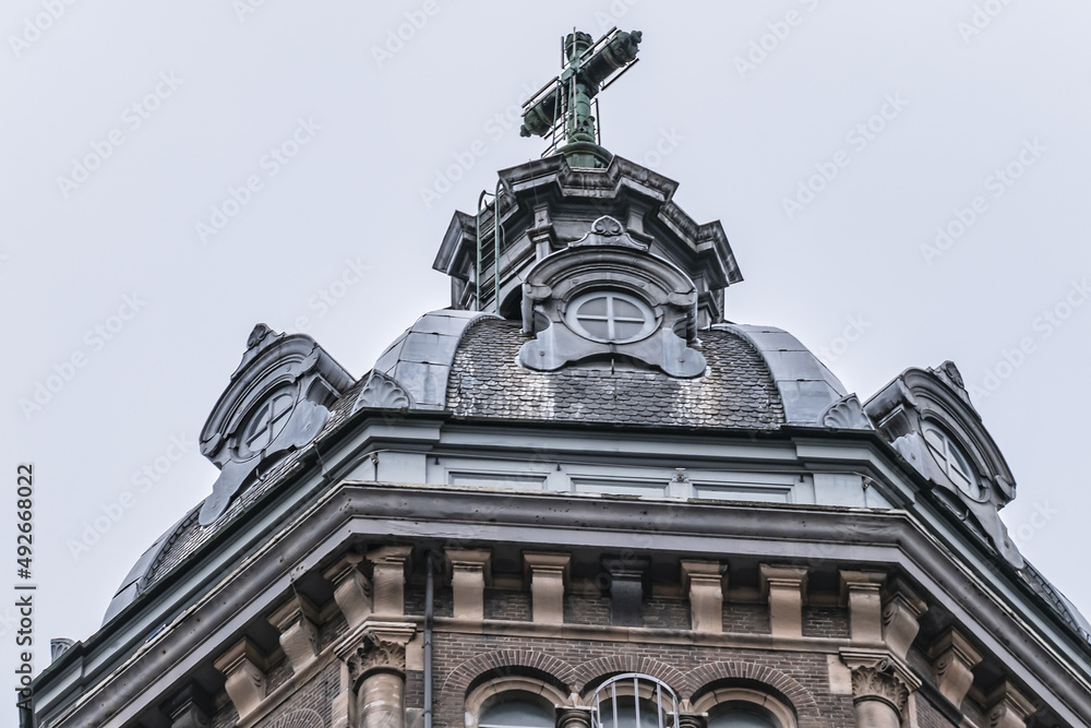 Amsterdam Saint Nicholas Basilica (Basiliek van de Heilige Nicolaas), is the city's major Catholic church. Saint Nicholas Basilica built between 1884 and 1887. Amsterdam, Netherlands.