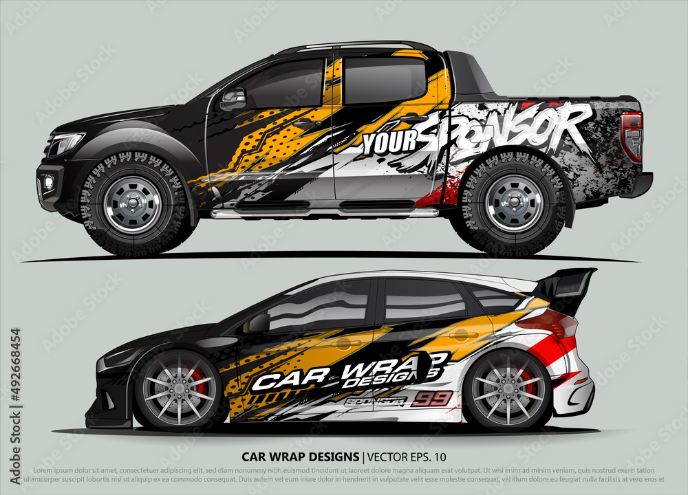 Car wrap decal design vector. abstract Graphic background kit designs for vehicle, race car, rally, livery, sport car Car wrap decal design vector. abstract Graphic background kit designs for vehicle, race car, rally, livery, sport car