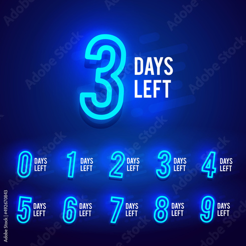 Blue Neon Light Number Counter Set