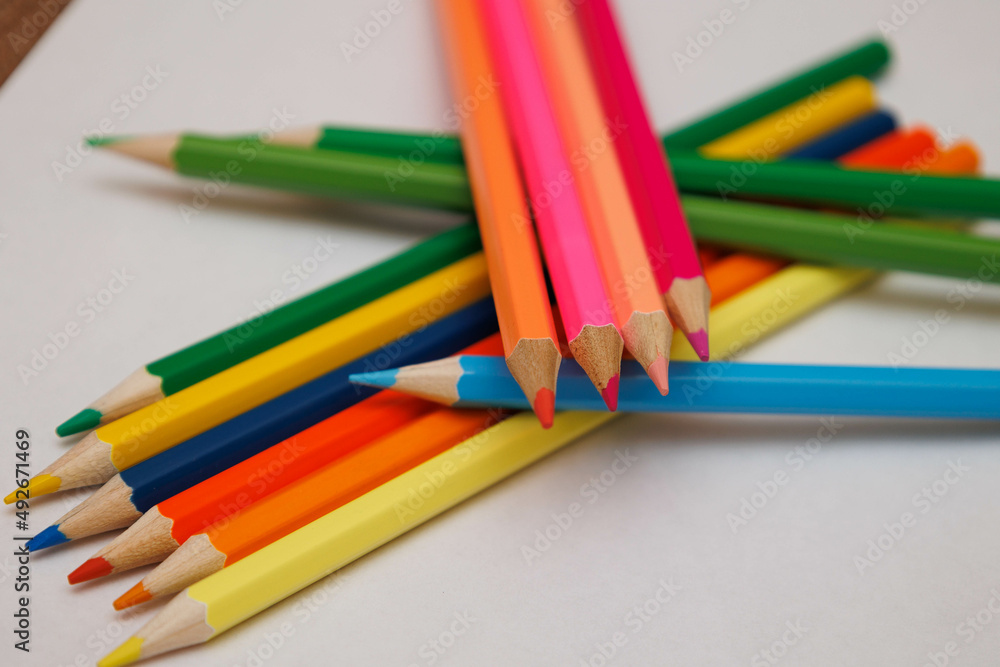 closeup of set of colorful pencils closeup of set of colorful pencils