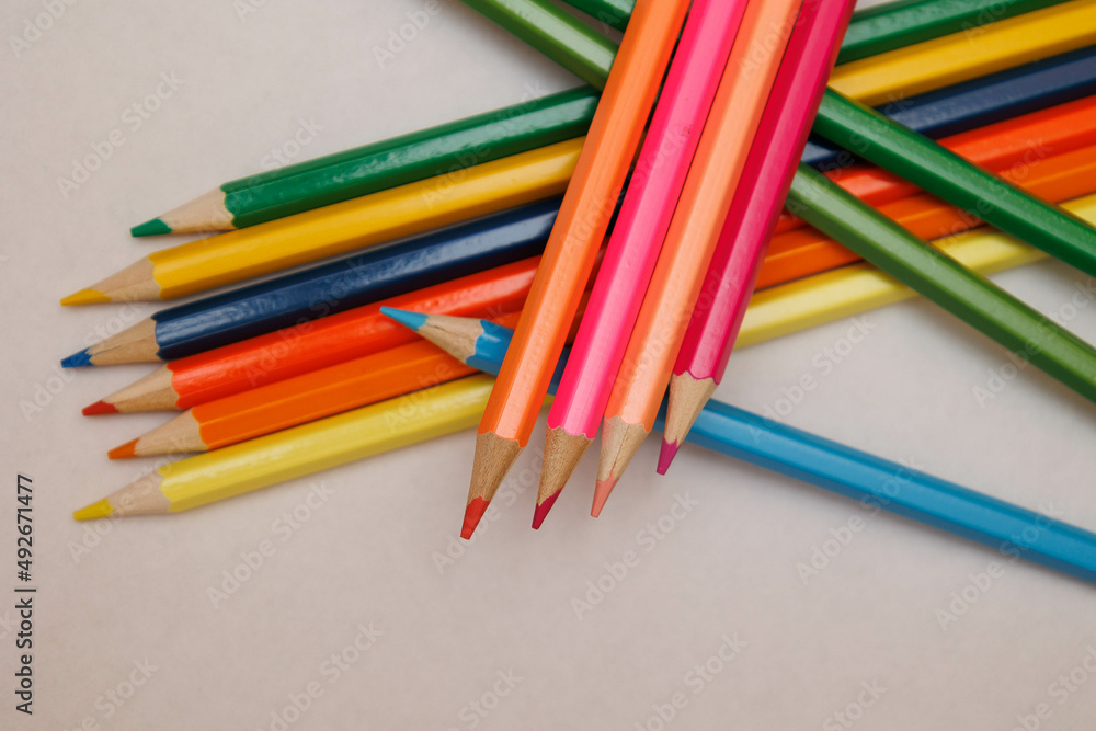 closeup of set of colorful pencils closeup of set of colorful pencils