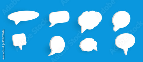 3d speech bubble chat icon collection set.blank white speech bubbles.