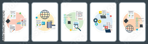 Business, paperwork, management, report and  organization icons.