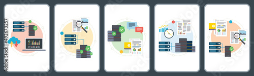 Cloud Computing, data mining and data center icons.