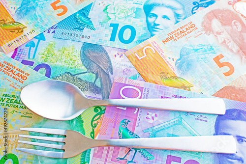 Wallpaper Mural New Zealand dollar and spoon and fork Torontodigital.ca