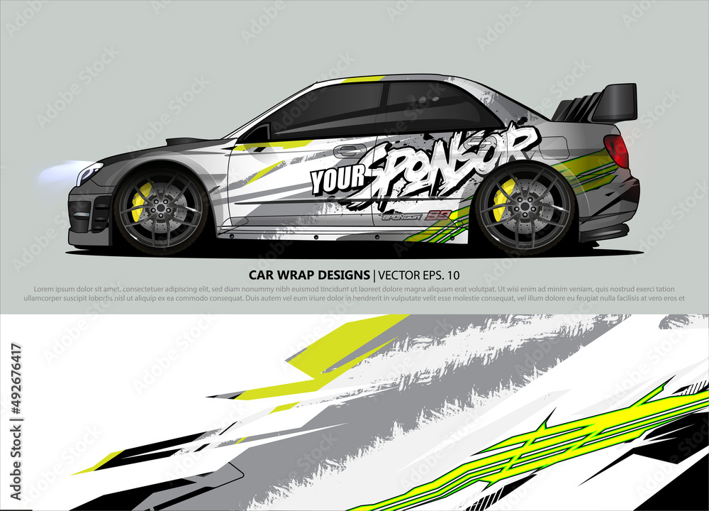 Race car wrap design vector for vehicle vinyl sticker and automotive decal livery Race car wrap design vector for vehicle vinyl sticker and automotive decal livery