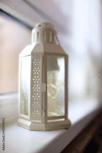 lantern on the window